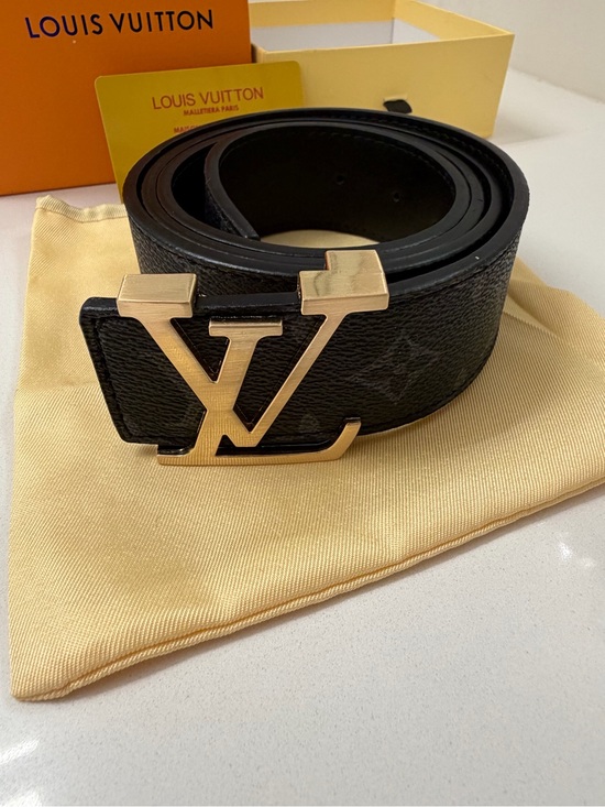 Louis Vuitton Other - Louis Vuitton Black Men's Monogram Leather Belt with Gold LV Buckle
